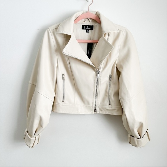 NWT Lulu’s Cool to the Core Ivory Vegan Leather Moto
Jacket - Picture 7 of 12